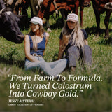 Cowboy Colostrum comparación de tamaño de sobre para control de porciones y portabilidad