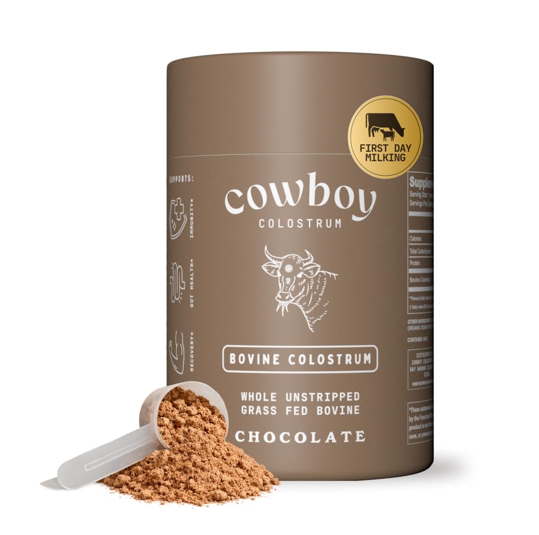 Cowboy Colostrum frente del empaque mostrando calidad y origen