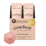 Cowboy Colostrum frente del empaque mostrando sobres y beneficio de conveniencia