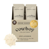 Cowboy Colostrum frente del paquete mostrando sobres y beneficios prácticos