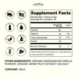 COWBOY COLOSTRUM primer plano del polvo y textura cremosa nutritiva