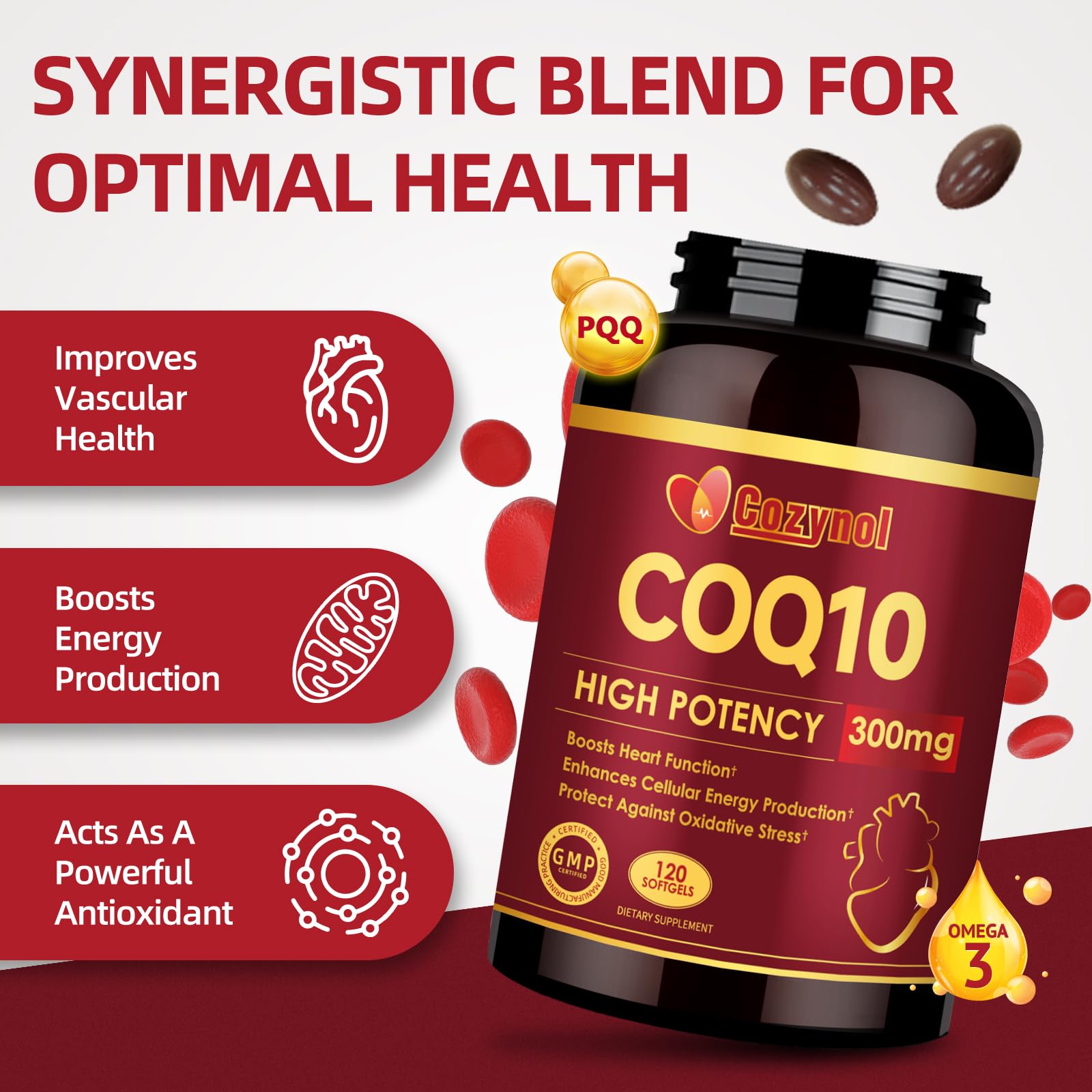 Cozynol cápsula seccionada revelando aceite y formulación para absorción mejorada