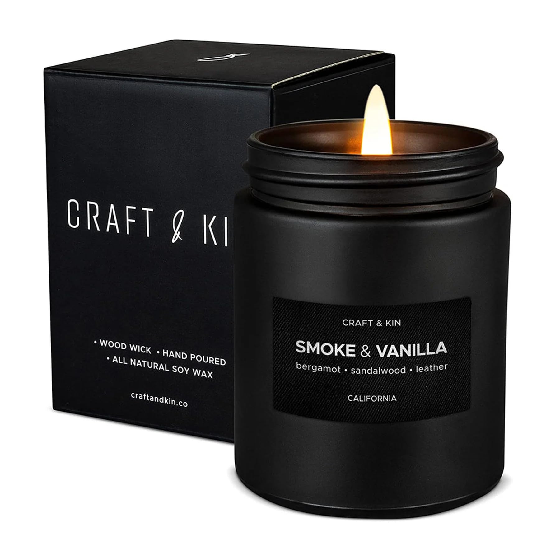 Craft & Kin vista frontal del vaso negro elegante y minimalista beneficio decorativo