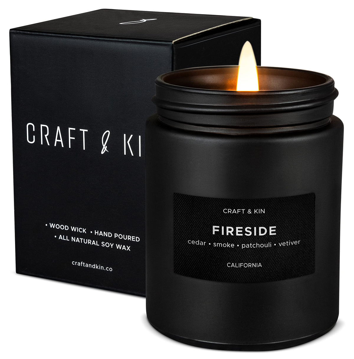 Craft & Kin vista frontal del envase elegante, aporta estilo y aroma duradero