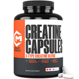 Crazy Muscle frasco frontal mostrando 180 cápsulas y beneficio de dosificación clara
