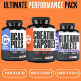 Crazy Muscle cápsulas junto a regla para comparar tamaño