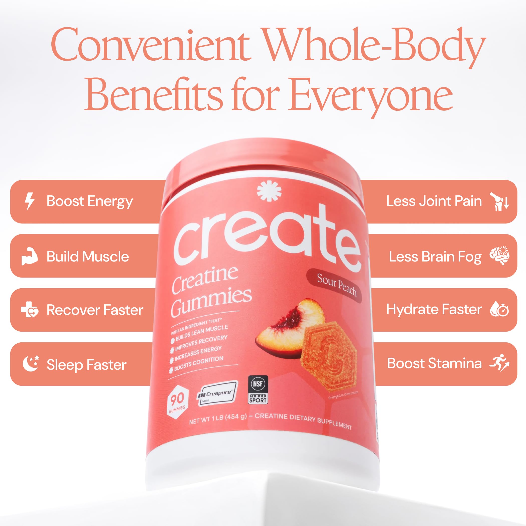 Create envase abierto con gominolas listo para consumo rápido