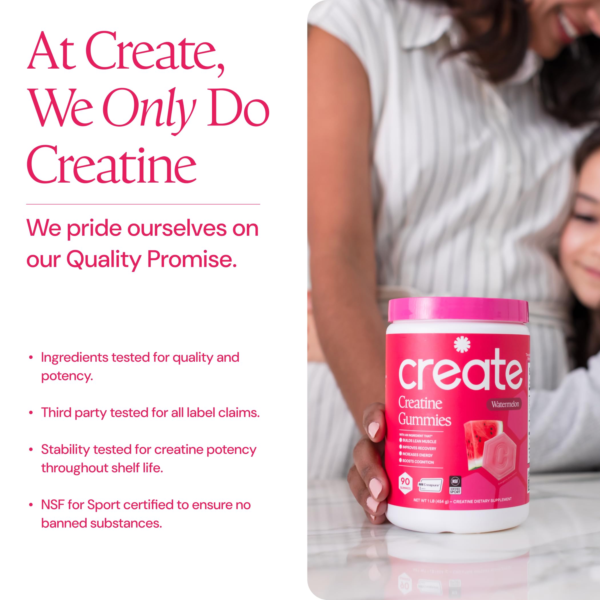 Create etiqueta de ingredientes mostrando Creapure y perfil limpio