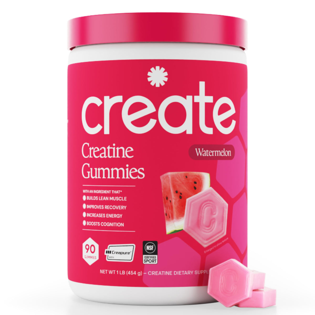 Create gomita pack frontal mostrando envase y dosificación con conveniencia