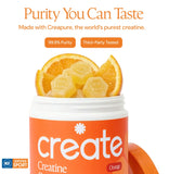 Create gomitas en bol junto a naranja para sabor natural