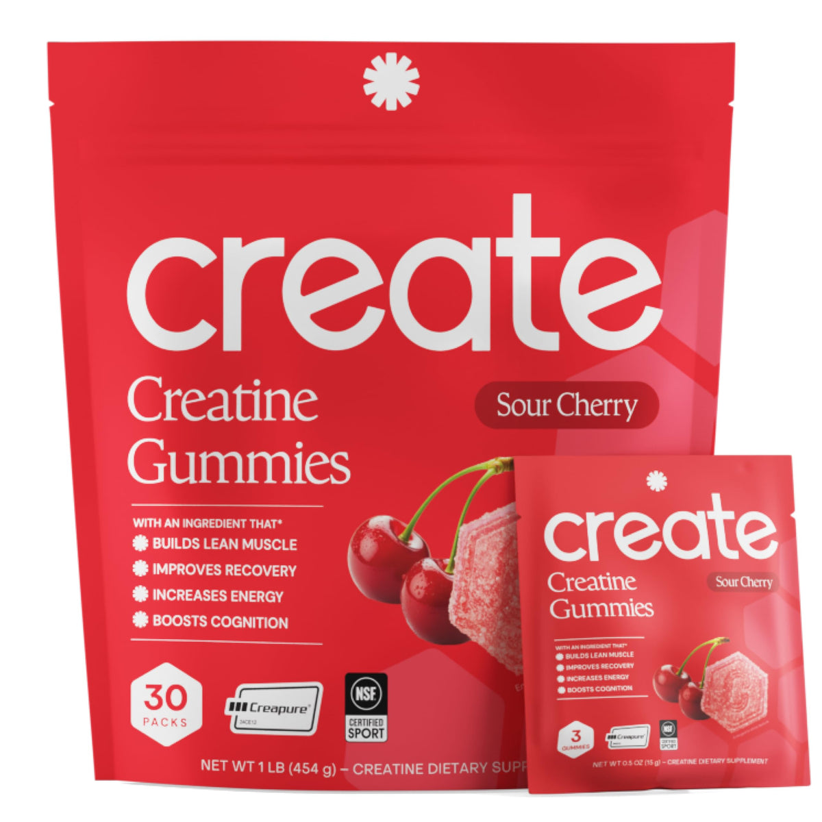 Create gomitas empaque frontal mostrando 30 unidades y conveniencia