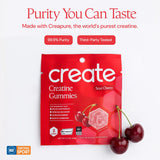 Create gomita partida mostrando textura y sabor cereza ácida