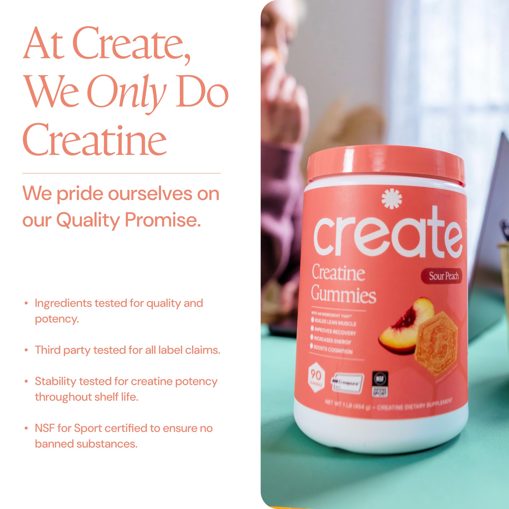 Create etiqueta con Creapure que garantiza pureza y calidad