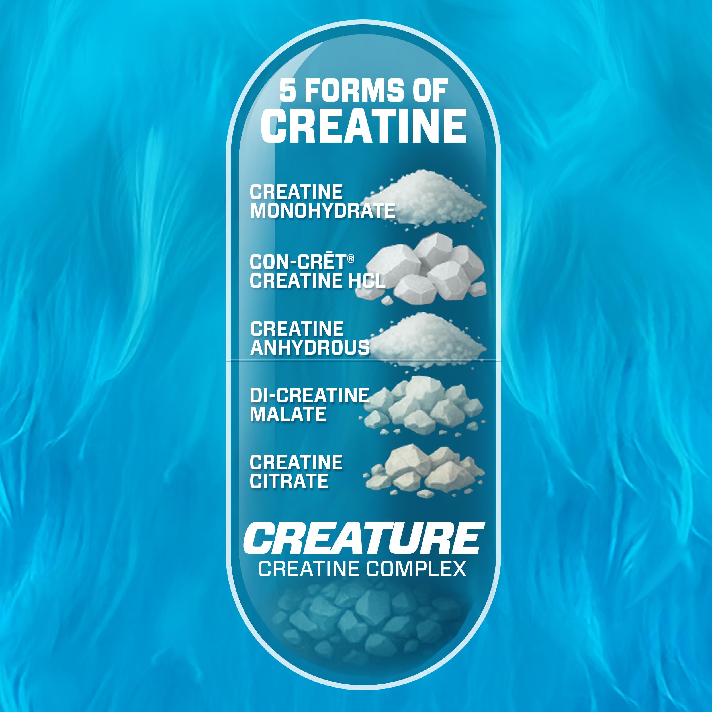 CREATURE primer plano de cápsulas mostrando textura y tamaño fácil de tragar