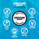 CREATURE atleta con envase en bolso deportivo comunicando conveniencia