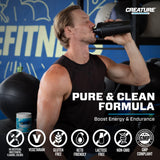 CREATURE etiqueta con ingredientes destacando las cinco formas de creatina