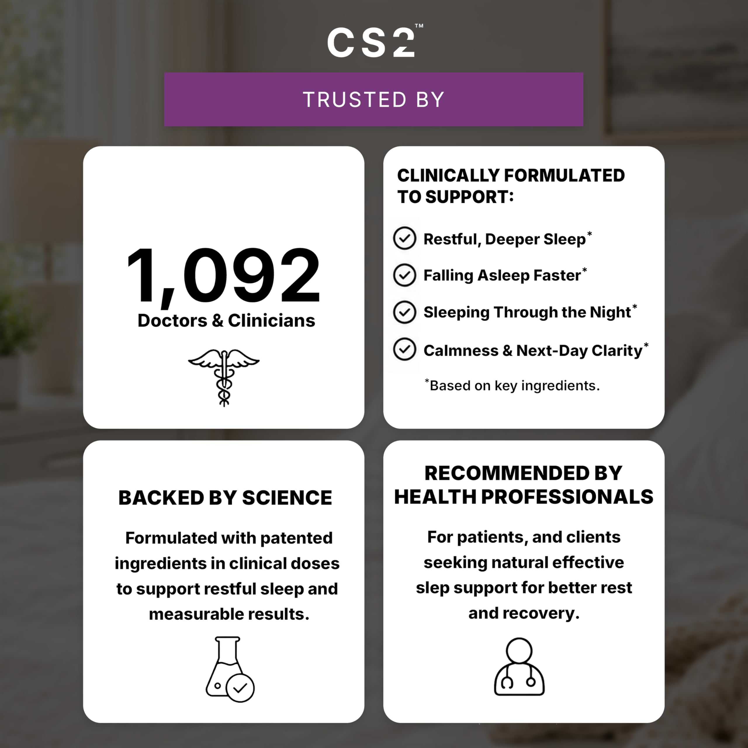 Vaso con la bebida CS2 preparada, camino a una noche de sueño reparador