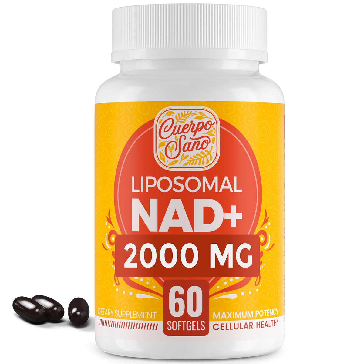 Cuerpo Sano envase frontal NAD 2000 mg mostrando alta potencia