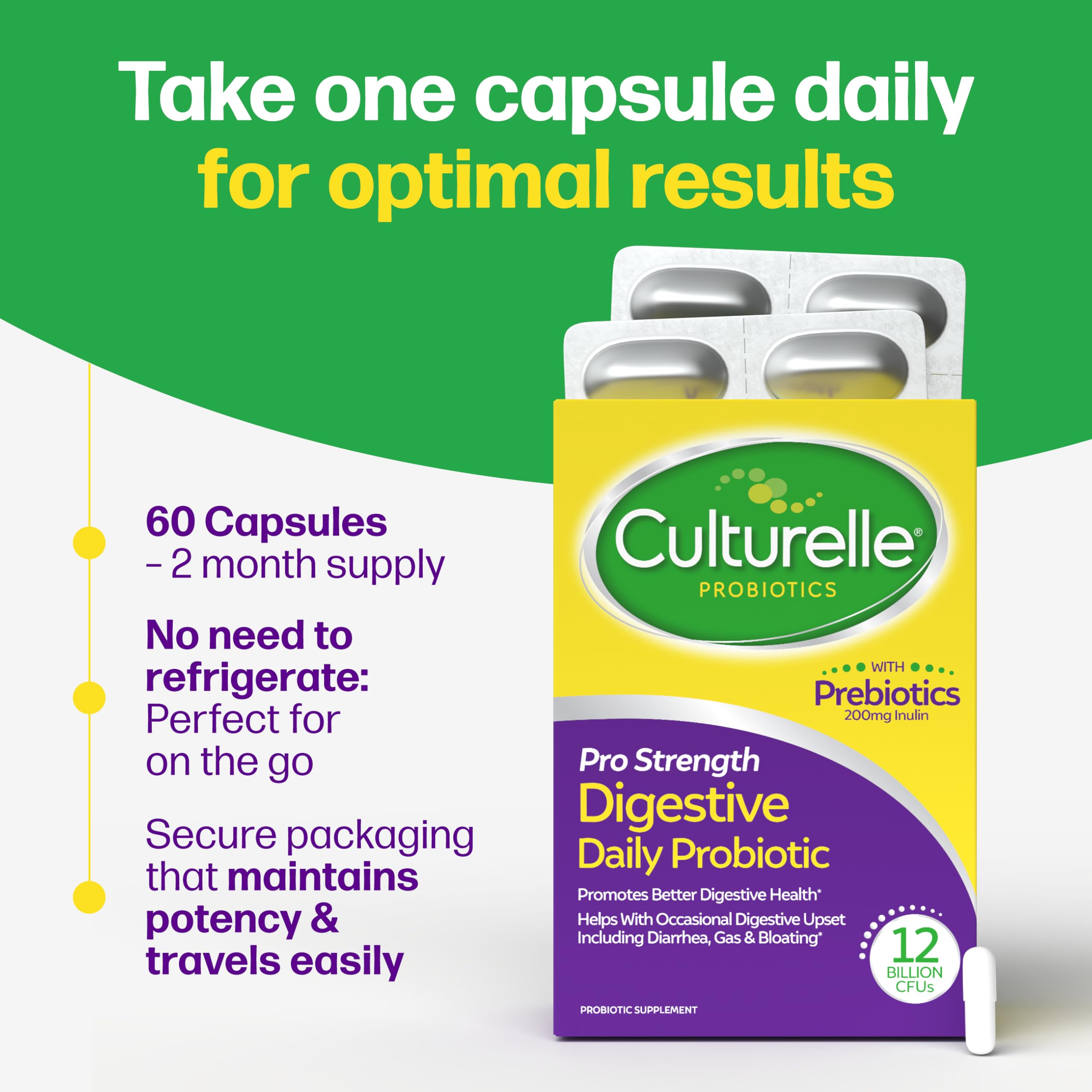 Culturelle cápsula junto a regla para comparar tamaño y facilidad de ingestión