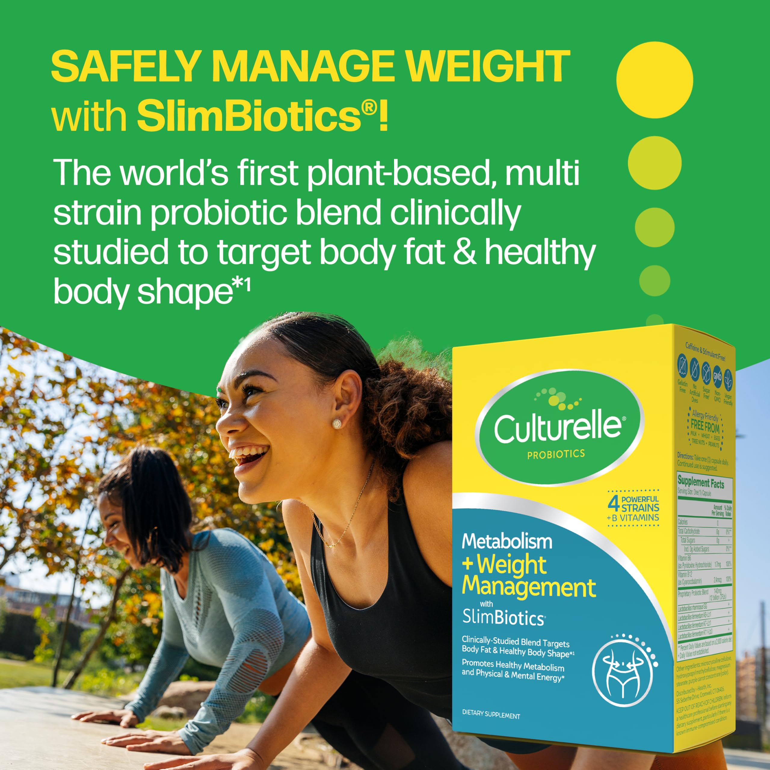 Culturelle etiqueta nutricional mostrando vitaminas B y UFC