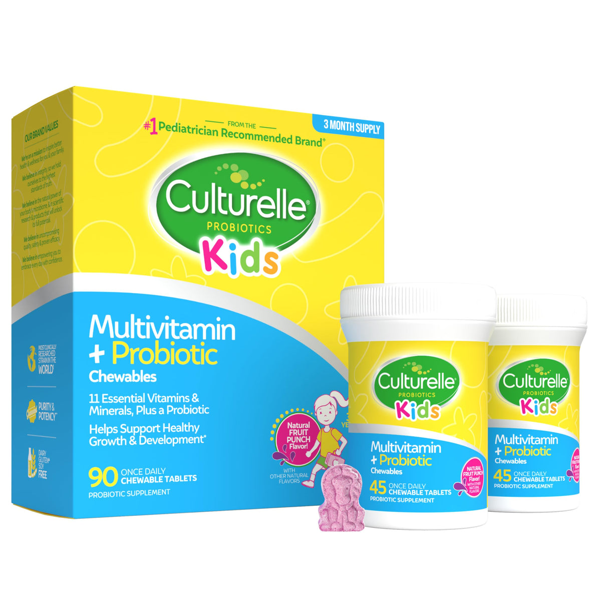 Culturelle frasco frente mostrando 90 tabletas y beneficio de suministro prolongado