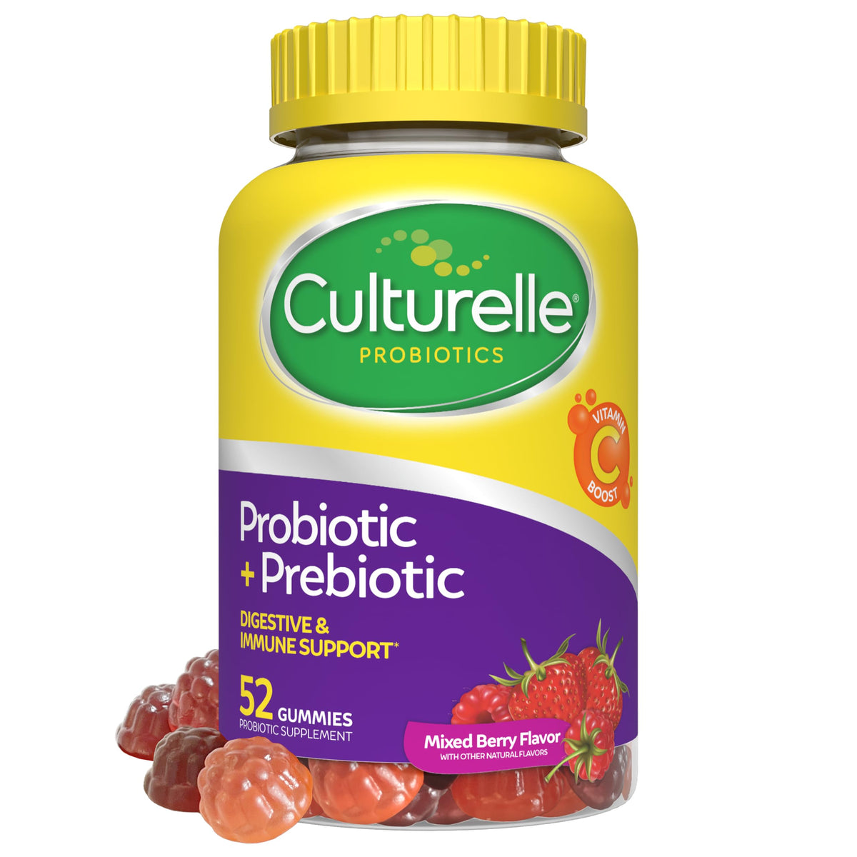 Culturelle frasco frontal mostrando etiqueta clara y beneficios visibles