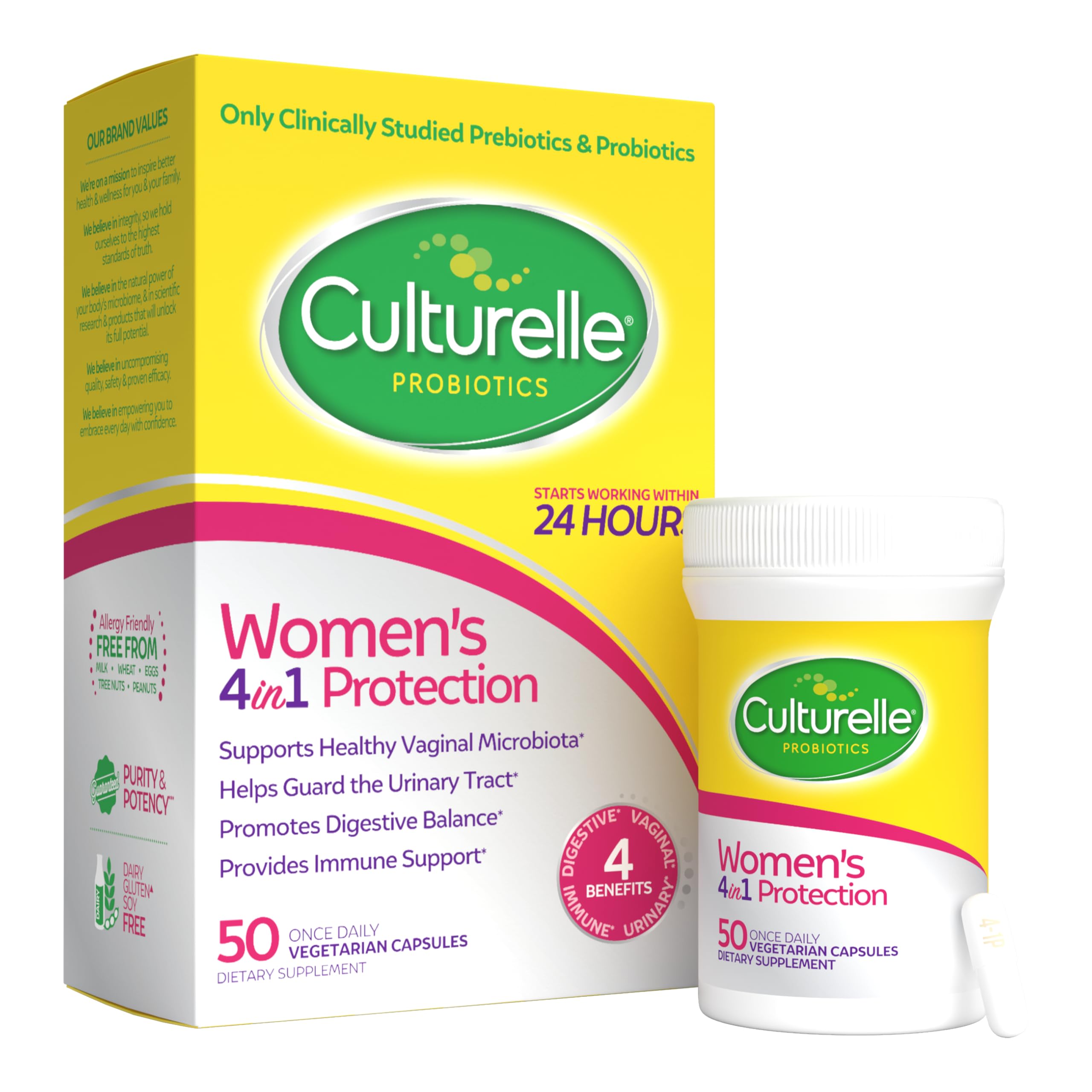 Culturelle frente del empaque mostrando 50 cápsulas y beneficios