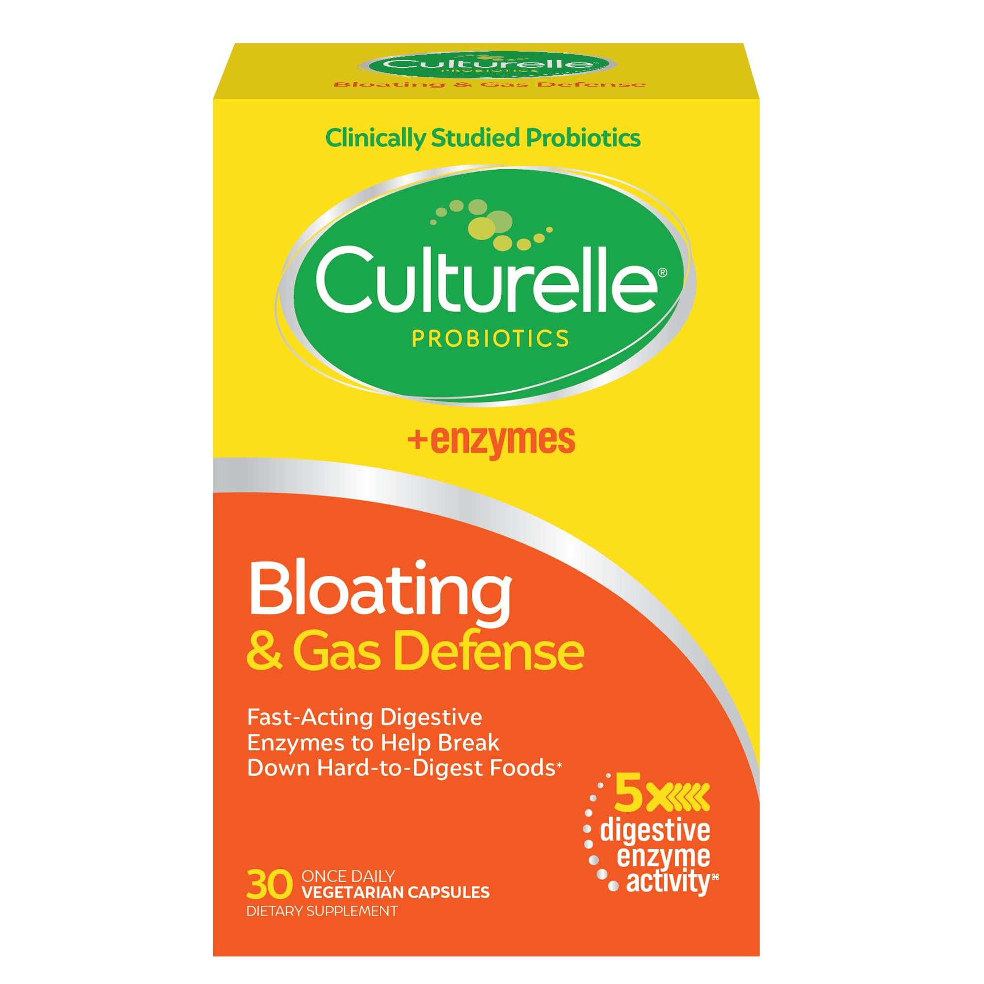 Culturelle frente del empaque mostrando 30 cápsulas para digestión mejorada