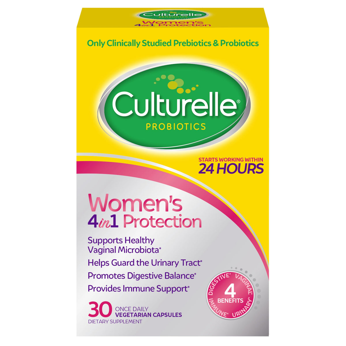 Culturelle frente del empaque mostrado, presentación clara y beneficios visibles