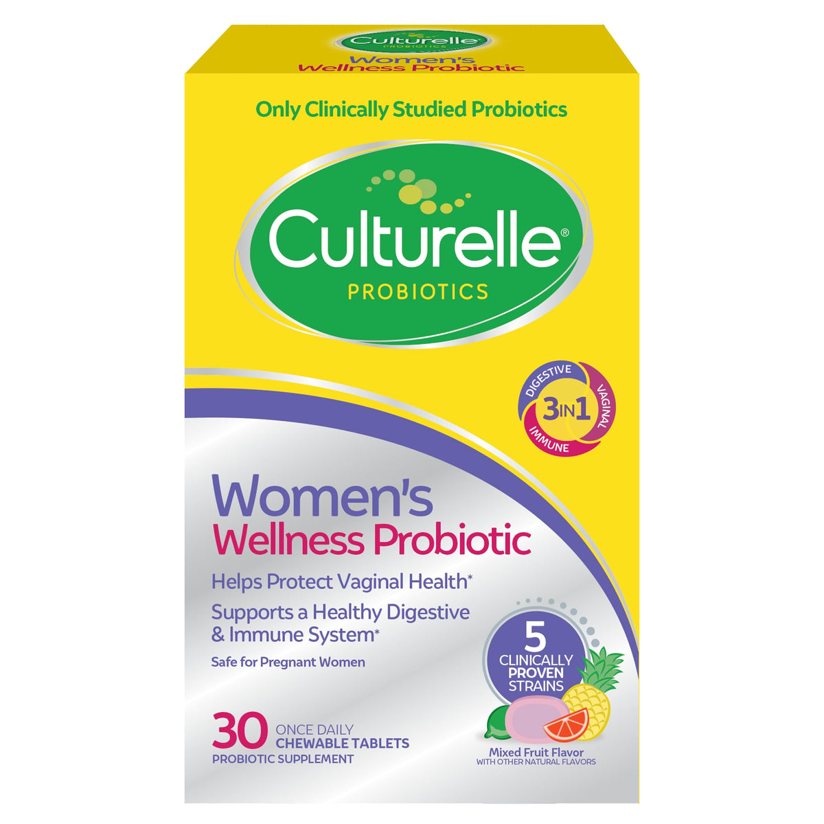 Culturelle paquete frontal mostrando diseño y beneficio de soporte digestivo