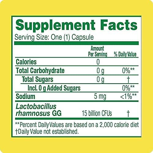 Etiqueta con ingredientes de Culturelle resaltando LGG y ausencia de alérgenos