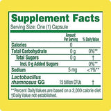 Etiqueta con ingredientes de Culturelle resaltando LGG y ausencia de alérgenos