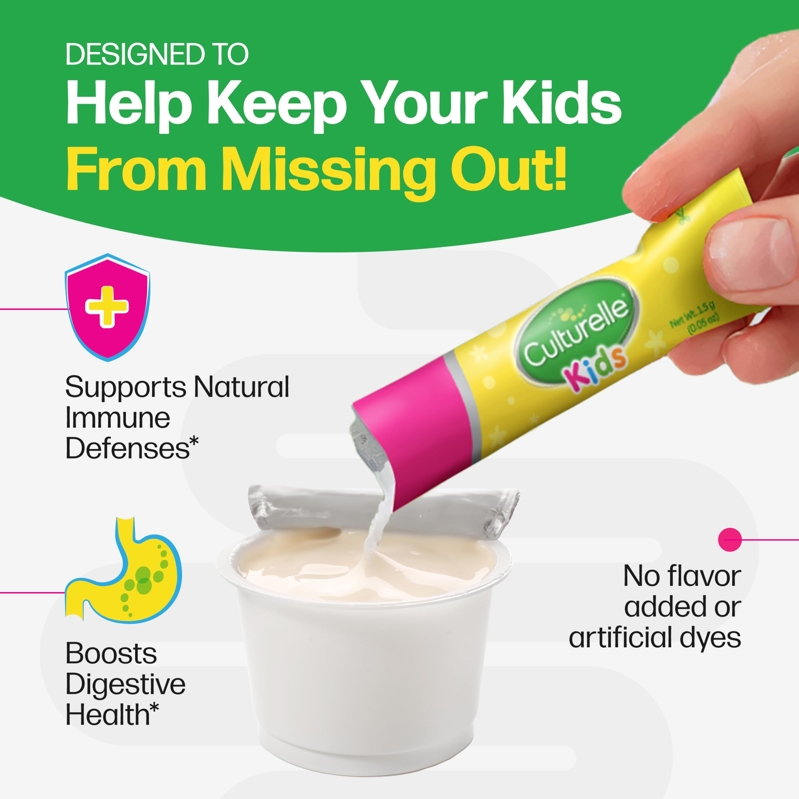 Culturelle mezcla en yogur ilustrando administración sin alterar sabor