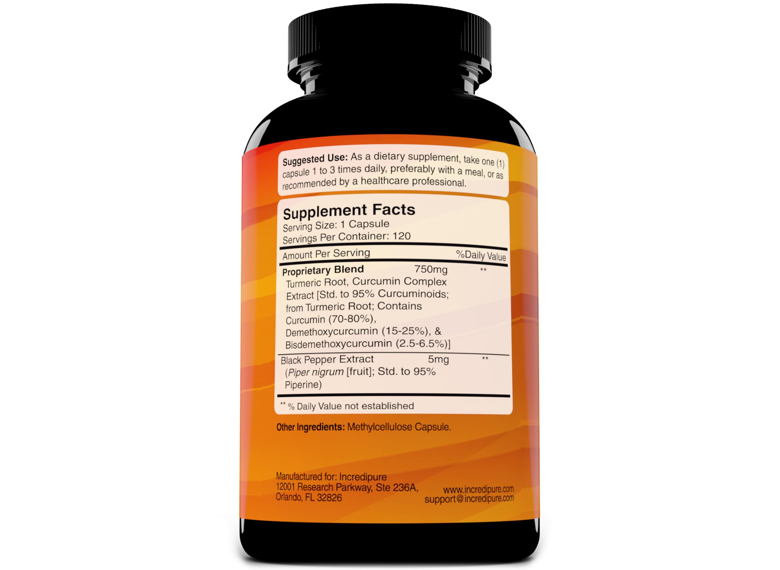 Curcumin Incredipure cápsula vegetal abierta mostrando su contenido