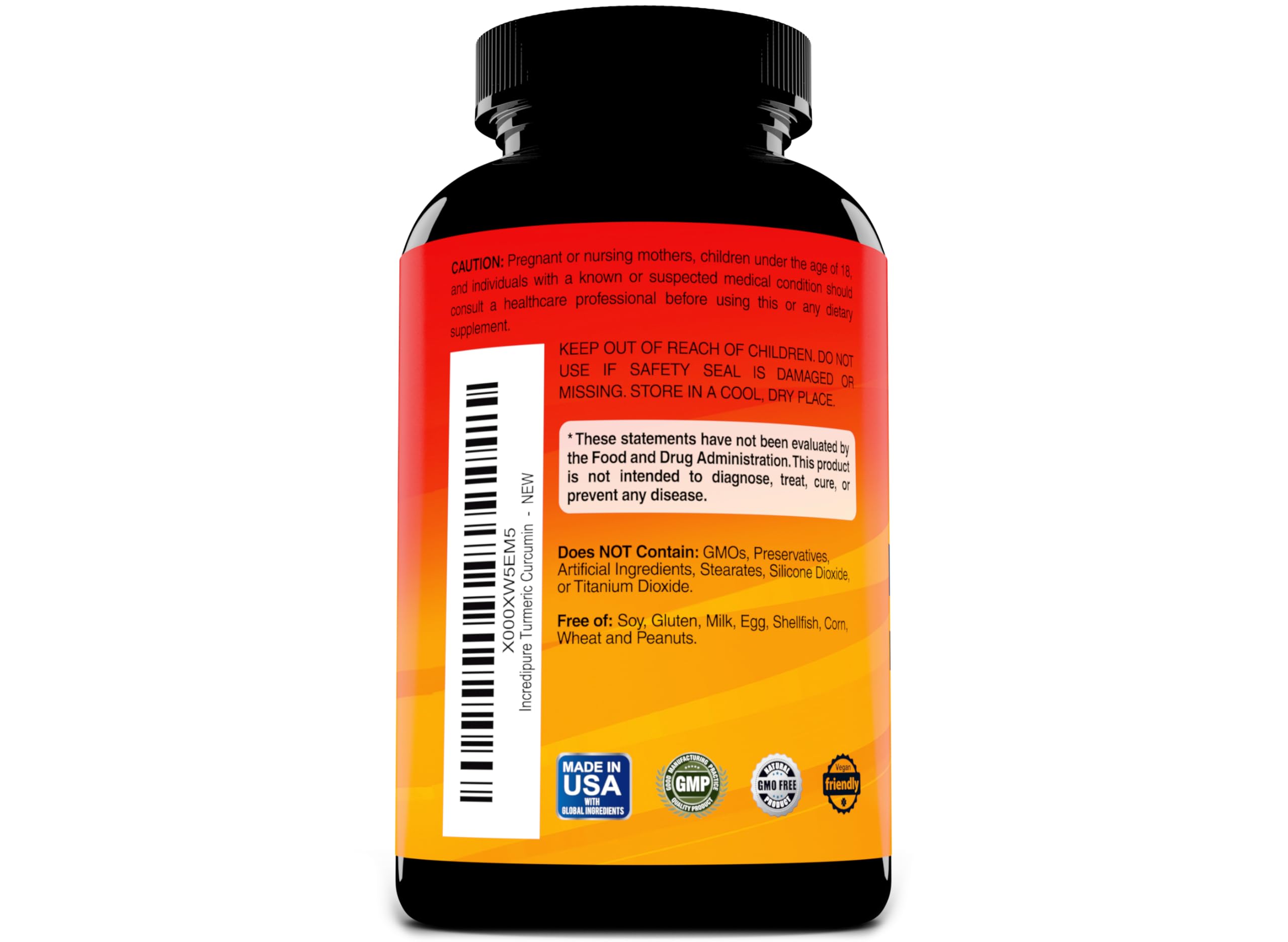 Curcumin Incredipure polvo de cúrcuma en primer plano para apreciar textura