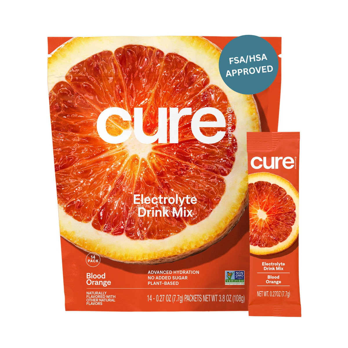 Cure Hydration frente del empaque con información clara y beneficios