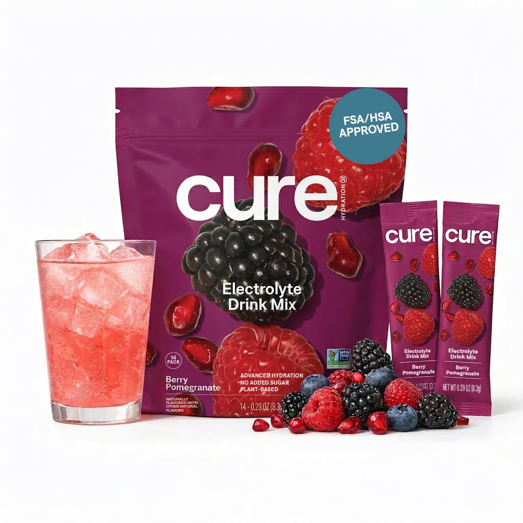 Cure Hydration bolsa frontal mostrando diseño y beneficios para hidratación rápida