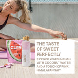 Cure Hydration etiqueta con certificaciones Non‑GMO y sin azúcar para confianza del consumidor