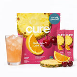 Cure Hydration empaque frontal mostrando tamaño y beneficios
