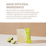 Cure Hydration sobre en escritorio para recuperación tras una noche