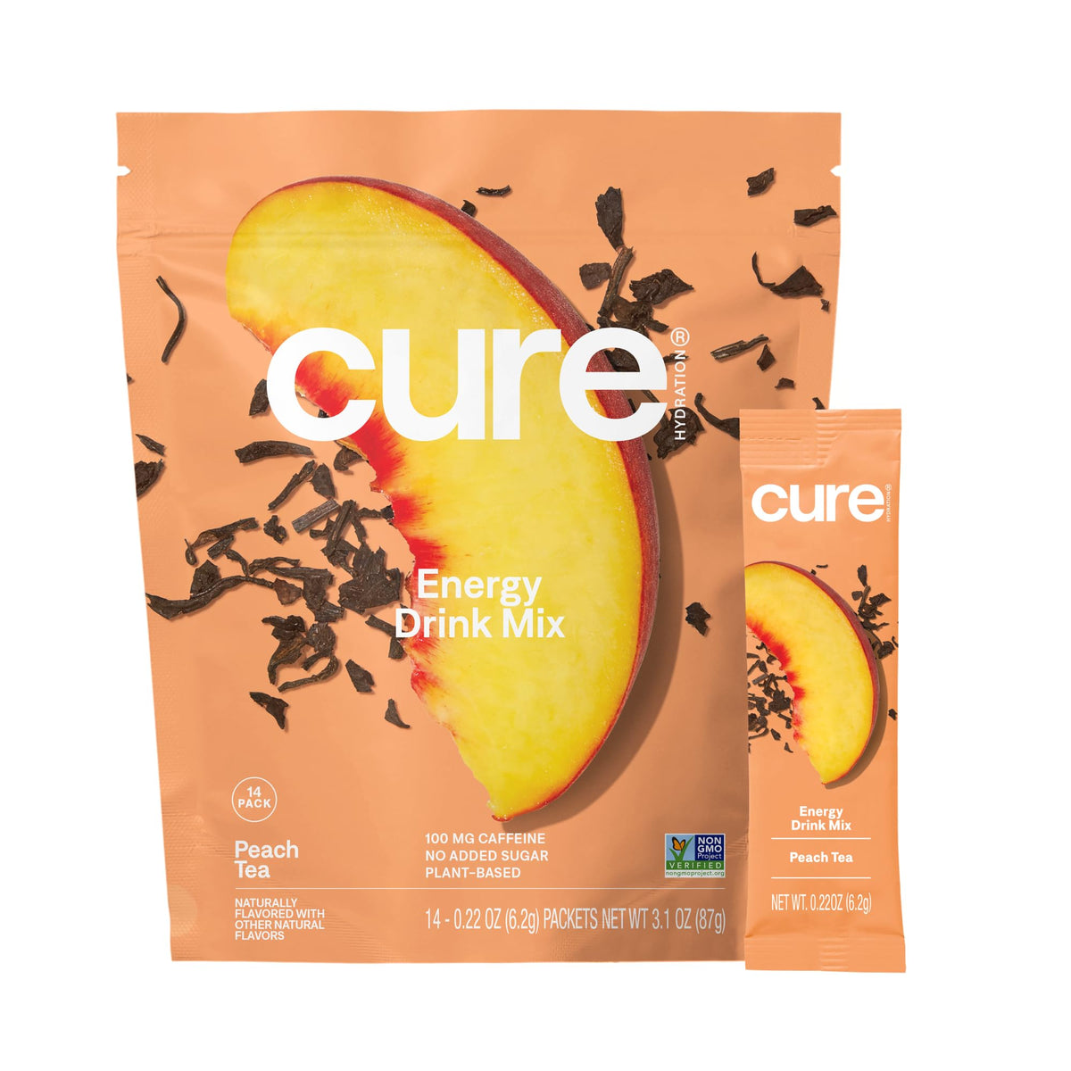 Cure Hydration empaque frontal mostrando 14 sobres y beneficios claros