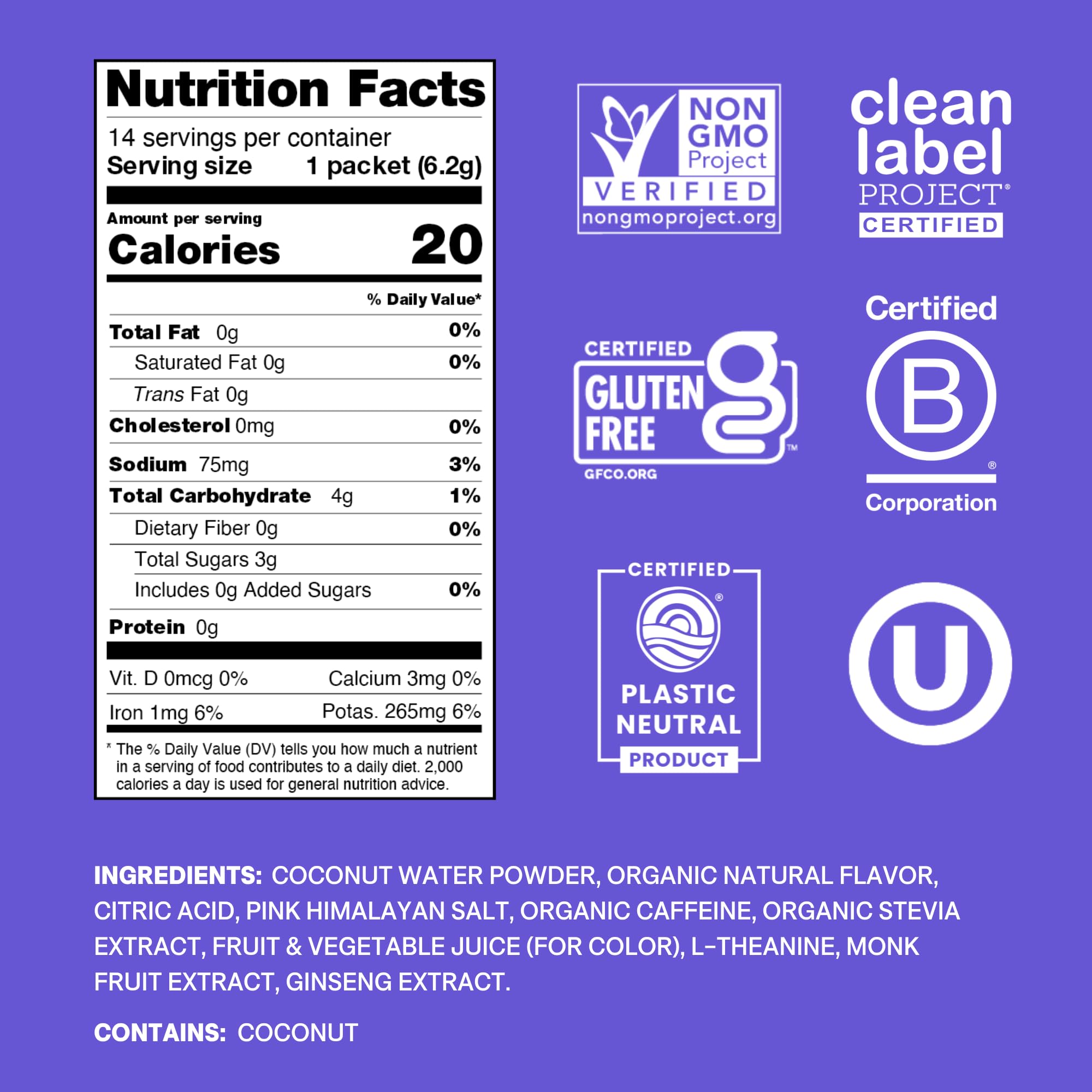 Cure Hydration sobre individual Acai Berry junto a una mano, práctico y portátil