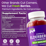 Cure24 ingredientes: elderberry, vitamina C y zinc en presentación visual