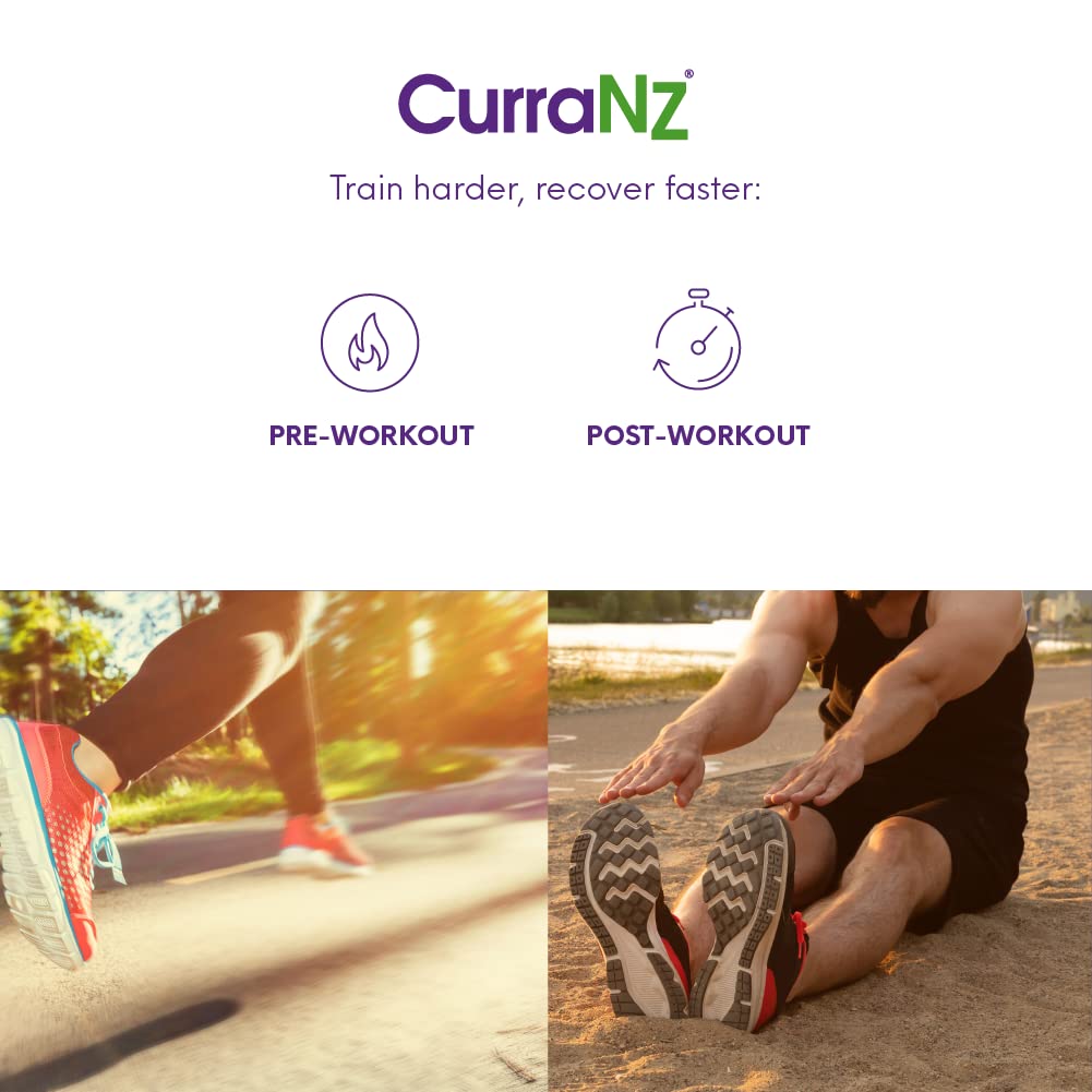 CURRANZ deportista recuperándose tomando cápsula para recuperación muscular