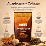 Curvani Bryt etiqueta ingredientes listando seis hongos y colágeno