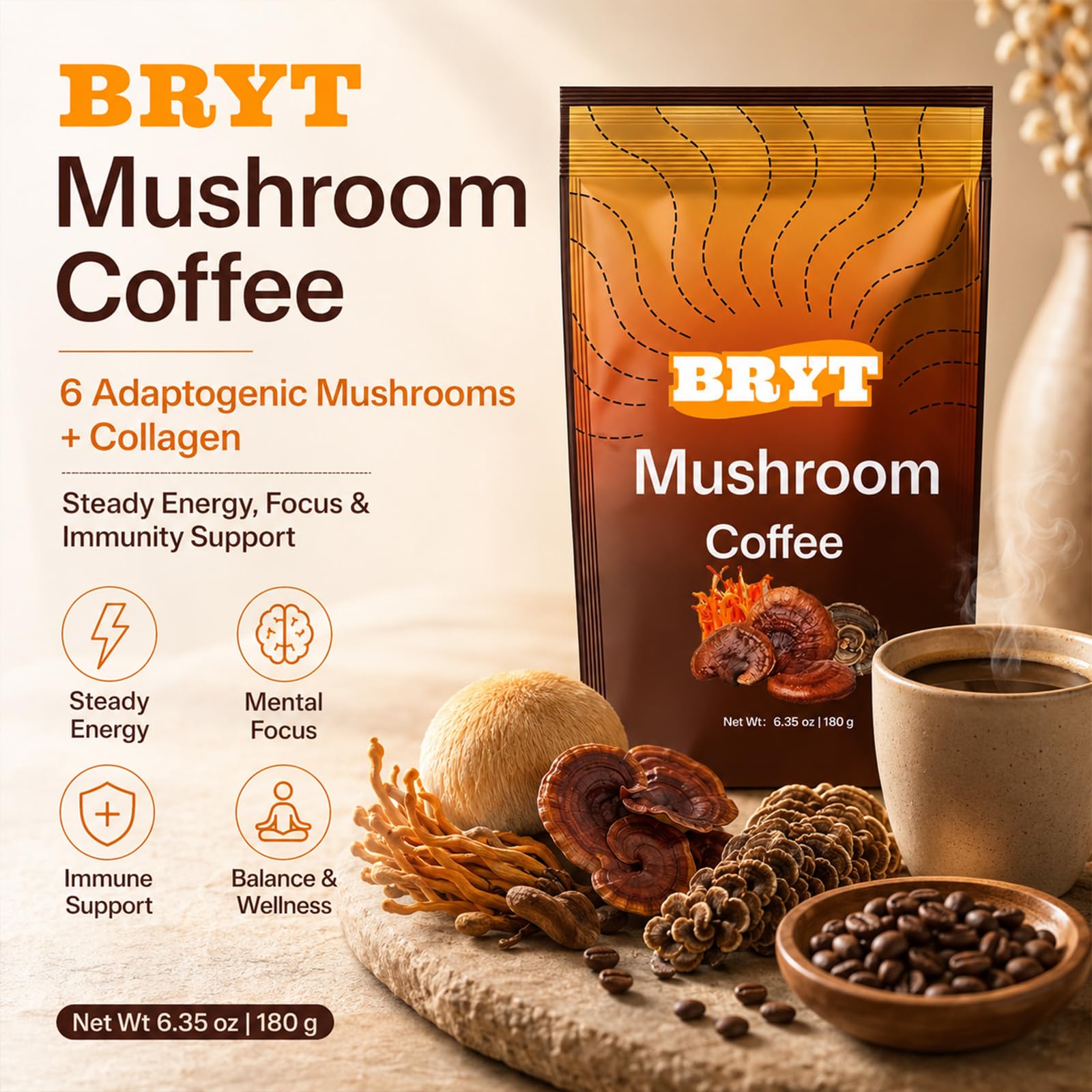 Curvani Bryt taza preparada con espuma y sabor suave