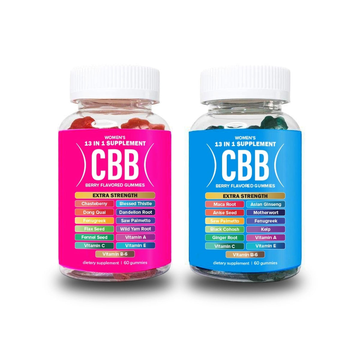 Curvy Body Bears pack frontal mostrando ambos frascos y beneficio de conveniencia