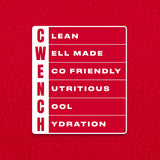 CWENCH HYDRATION junto a una botella para comparar tamaño y porción