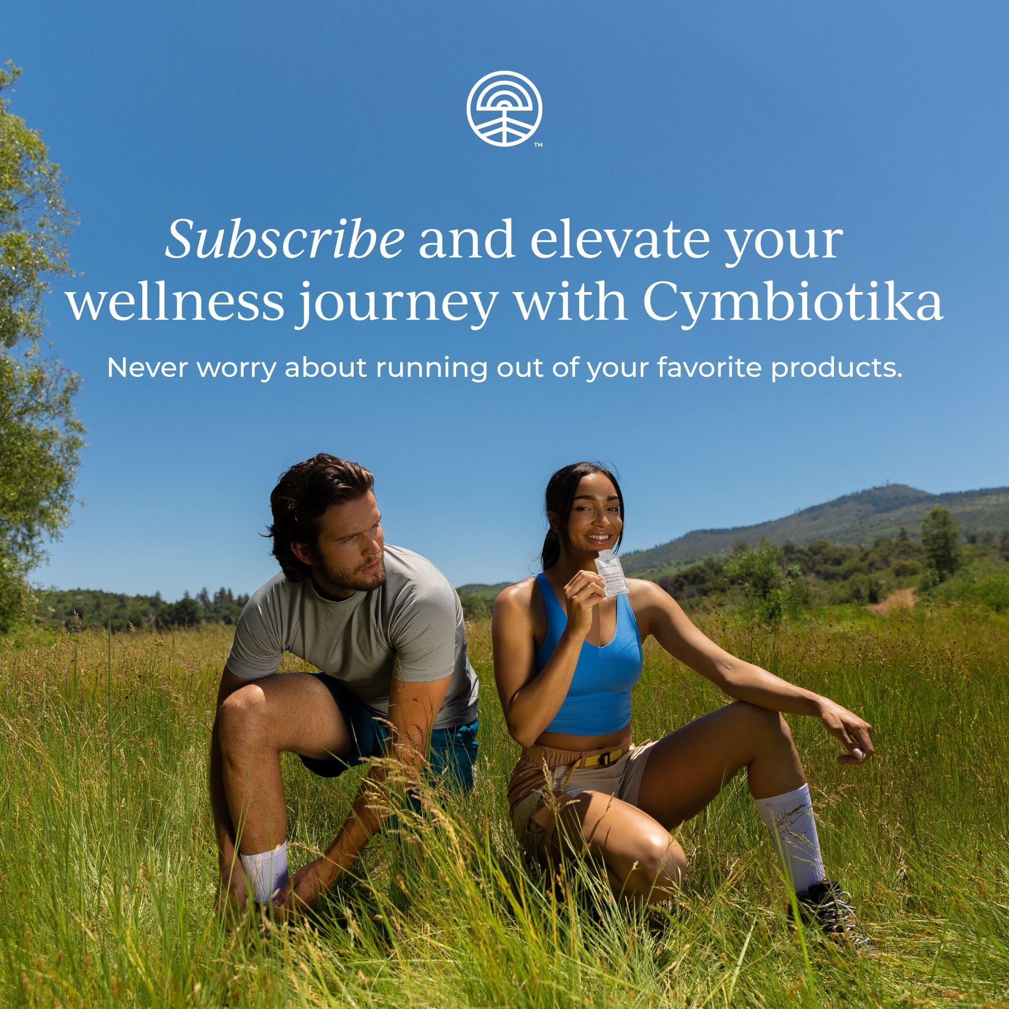 CYMBIOTIKA resina junto a hojas naturales enfatizando origen