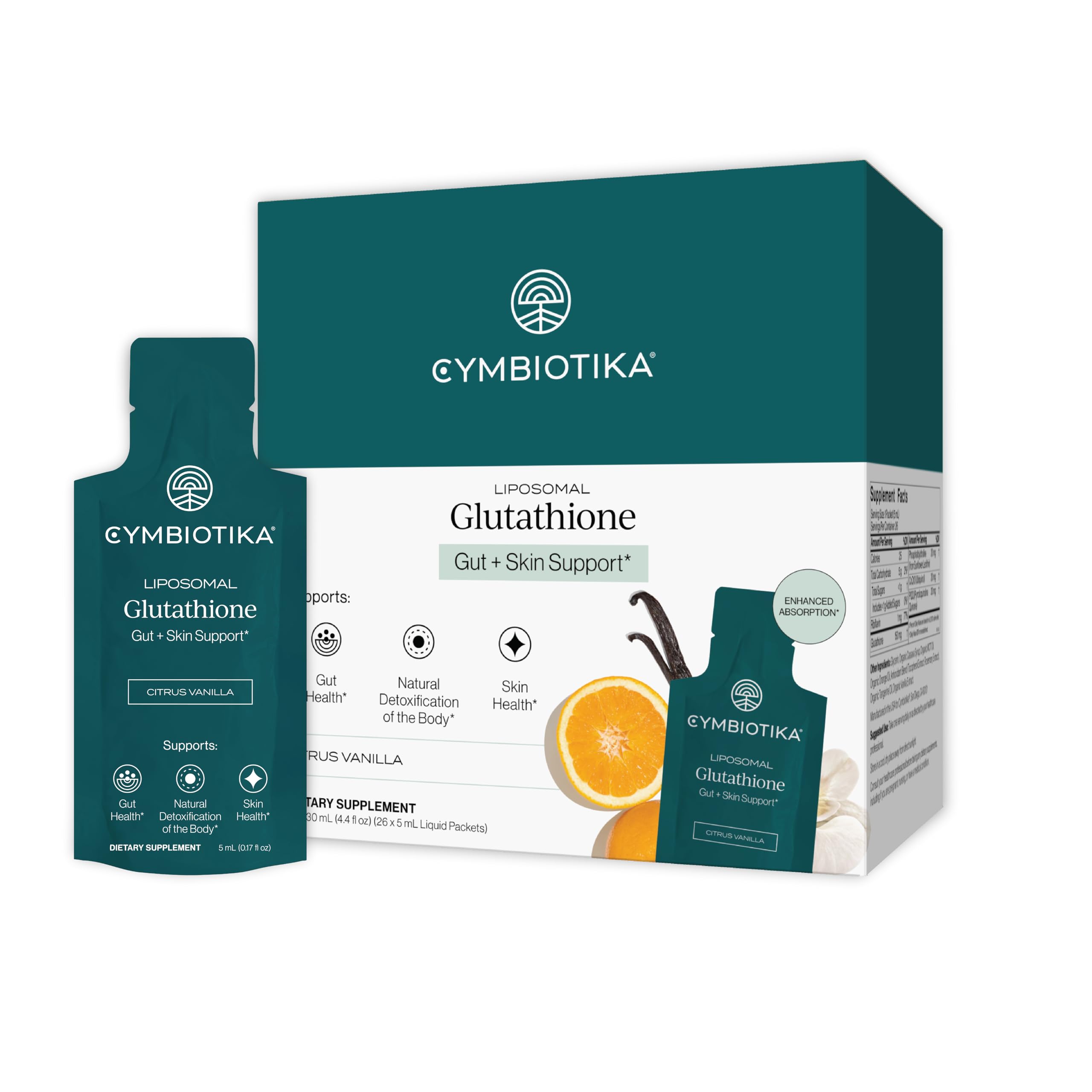 CYMBIOTIKA botella frontal mostrando etiqueta clara y beneficios